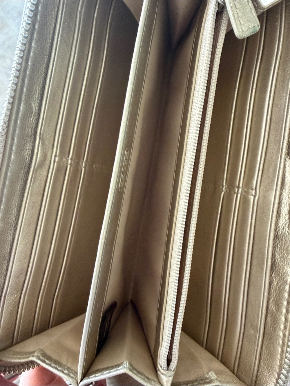 Coach Authentic Metallic Gold Zip-Around Wallet with Silver Logo Accent - Picture 6 of 14